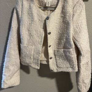 Cream Textured Button-Up Jacket